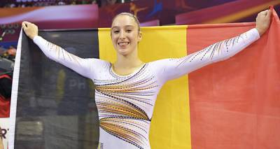 Women sport news - Belgium's Derwael reacts after uneven bars final